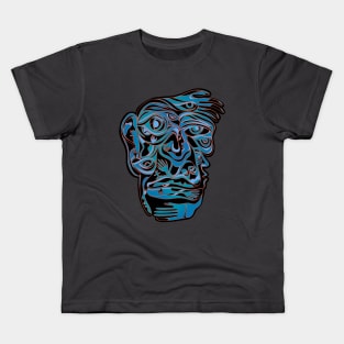 Abstract Hand Eye Face - blue version Kids T-Shirt